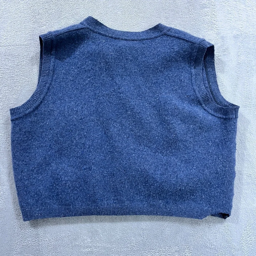 Lands' End‎ Sweater Vest Mens L 42-44 Wool Blue Grandpa Preppy Made In Italy VTG